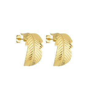 18 Gold Plated Leaf Earring